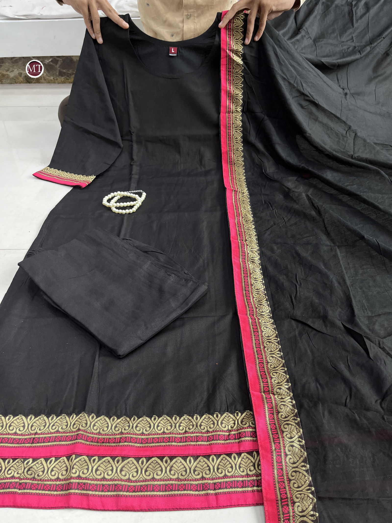 MT Pure Chanderi Silk Kurti With Bottom Dupatta Exporters In India